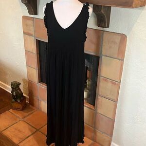 UMGEE Black Sleeveless Raw Edge Maxi Dress, M!